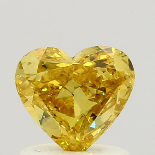 GIA 0.66 Fancy Vivid Orangy Yellow-SI2 Heart Diamond
