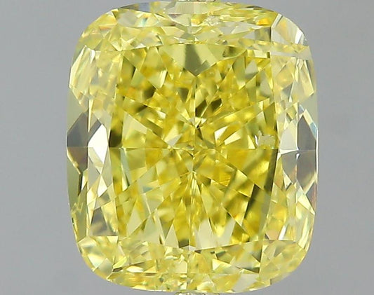 GIA 1.89 Fancy Vivid Yellow-SI1 Cushion Diamond
