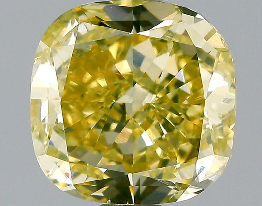 GIA 1.74 Fancy Intense Yellow-VS2 Cushion Diamond