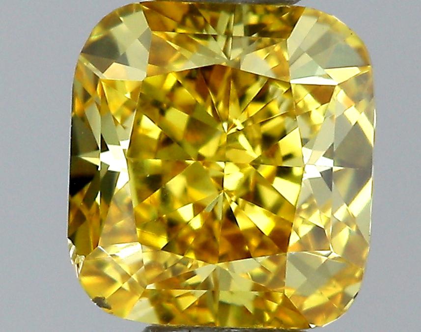 GIA 0.45 Fancy Vivid Yellow-SI1 Cushion Diamond