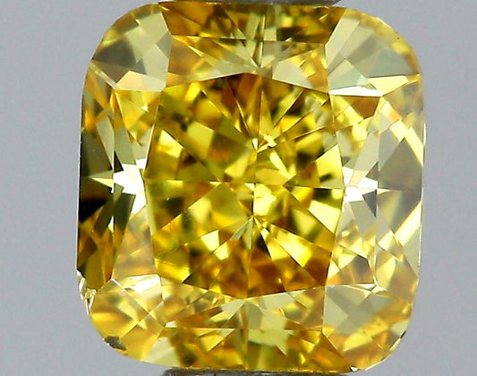 GIA 0.45 Fancy Vivid Yellow-SI1 Cushion Diamond
