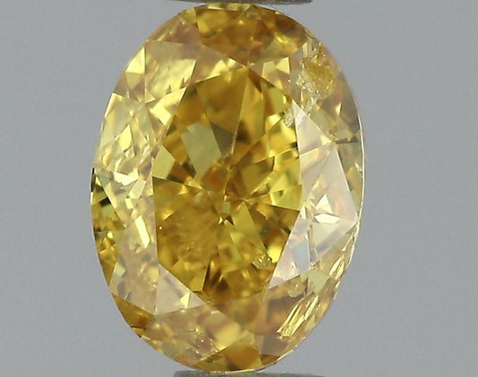 GIA 0.5 Fancy Intense Orange Yellow-SI2 Oval Diamond