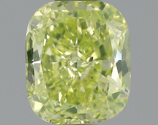 GIA 0.74 Fancy Intense Green Yellow-SI1 Cushion Diamond