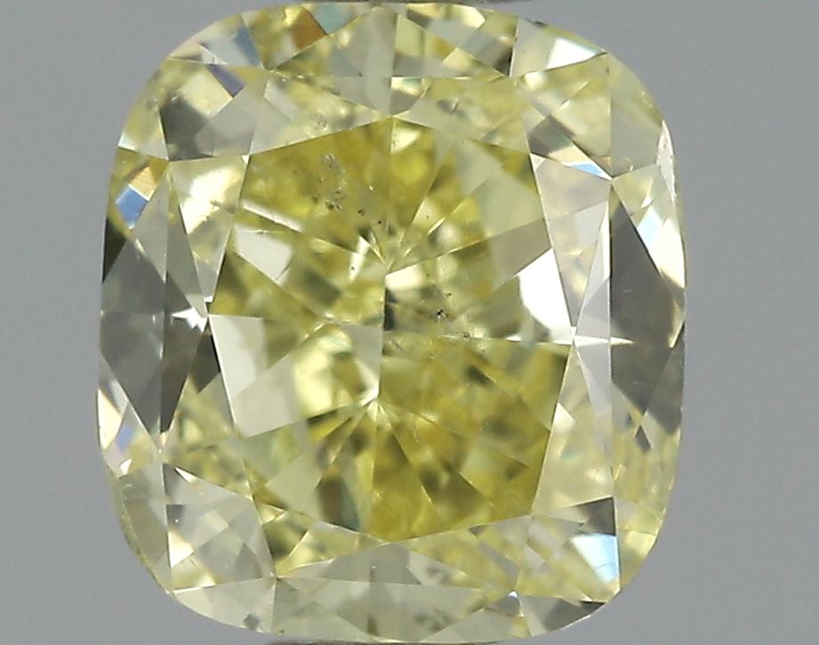 GIA 0.74 Fancy Vivid Yellow-SI2 Cushion Diamond