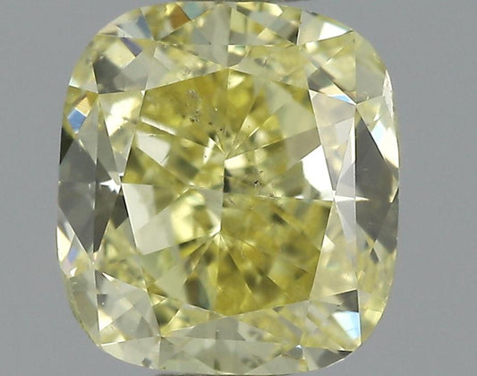 GIA 0.74 Fancy Vivid Yellow-SI2 Cushion Diamond