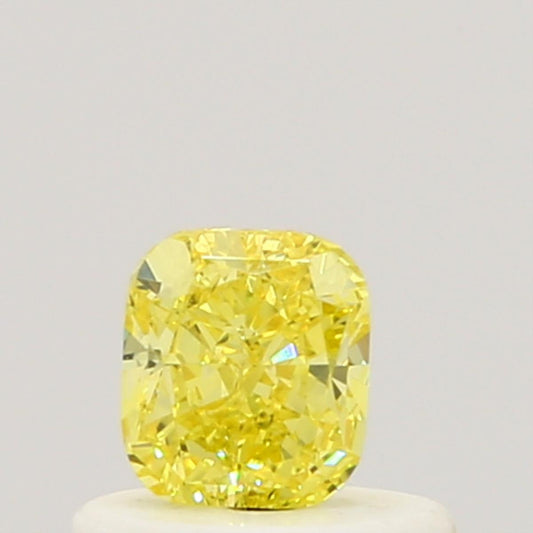 GIA 0.42 Fancy Vivid Yellow-VVS2 Cushion Diamond