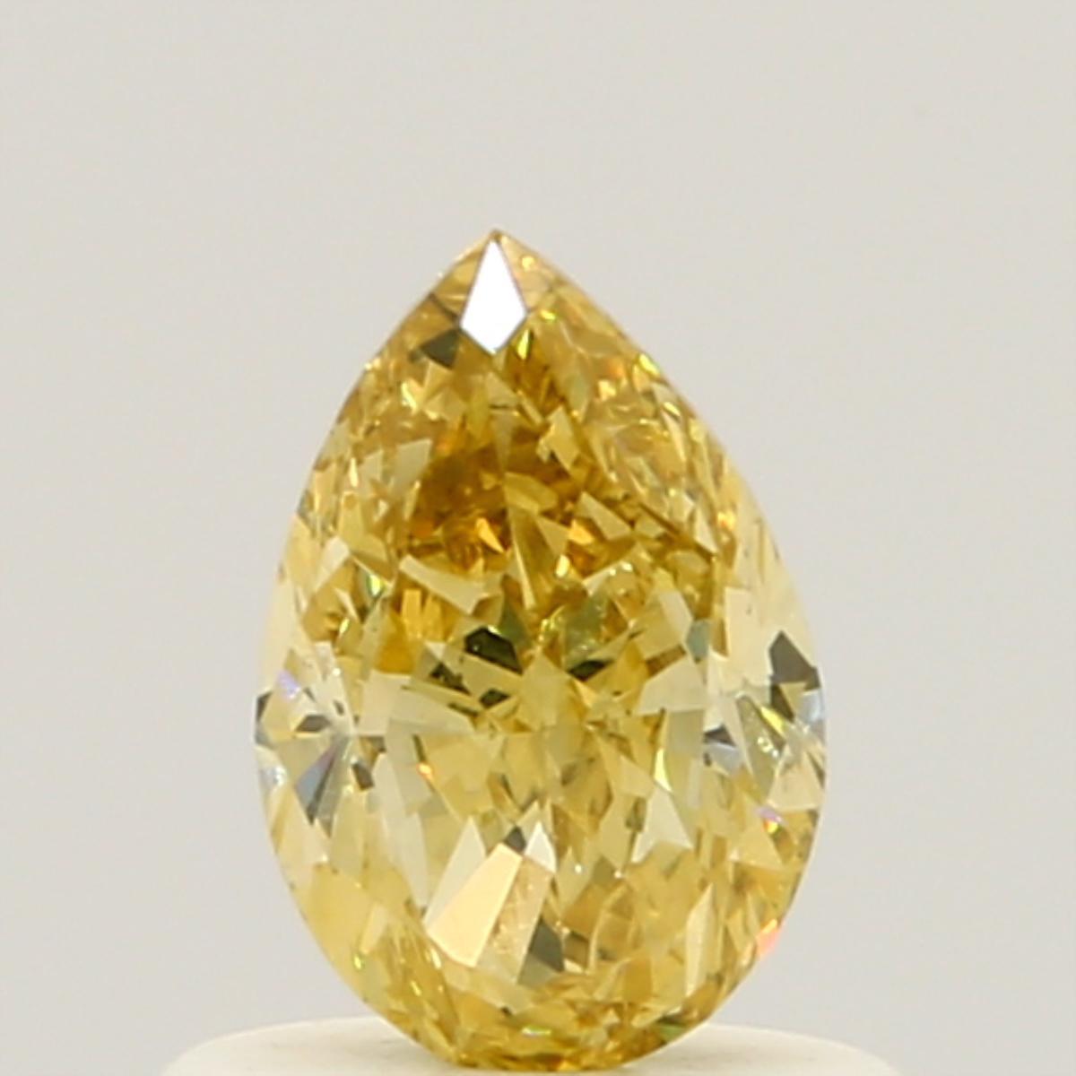 GIA 0.65 Fancy Orangy Yellow-VS2 Pear Diamond