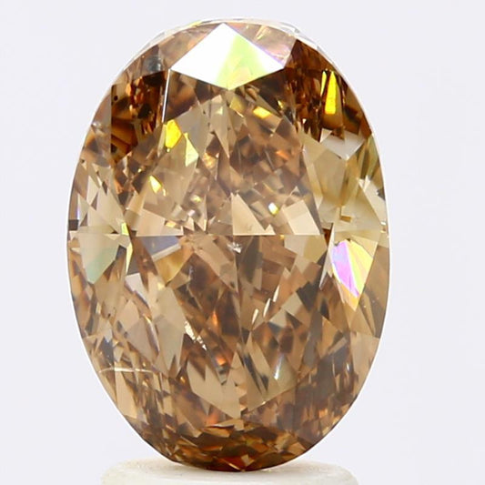GIA 3.02 Fancy Dark Orangy Brown-SI2 Oval Diamond