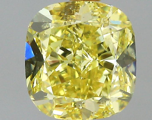 GIA 0.55 Fancy Intense Yellow-SI2 Cushion Diamond