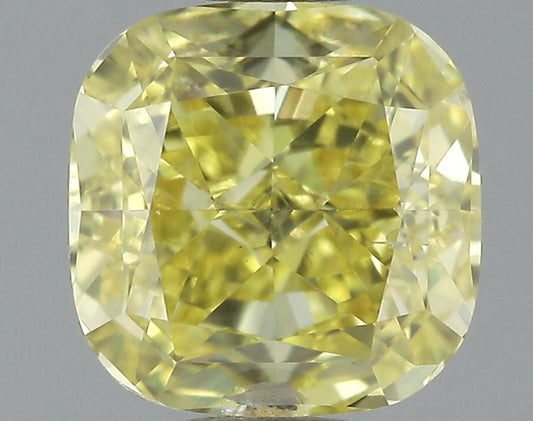 GIA 0.83 Fancy Vivid Yellow-SI2 Cushion Diamond