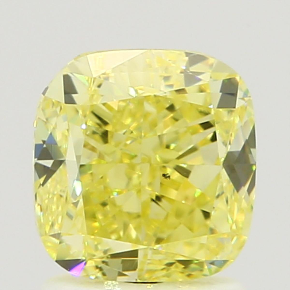 GIA 1.77 Fancy Yellow-SI1 Cushion Diamond