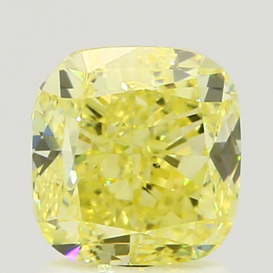 GIA 1.77 Fancy Yellow-SI1 Cushion Diamond