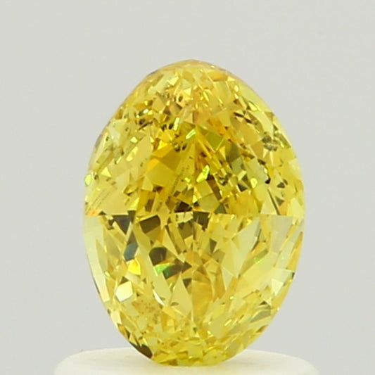 GIA 0.68 Fancy Vivid Yellow-SI2 Oval Diamond