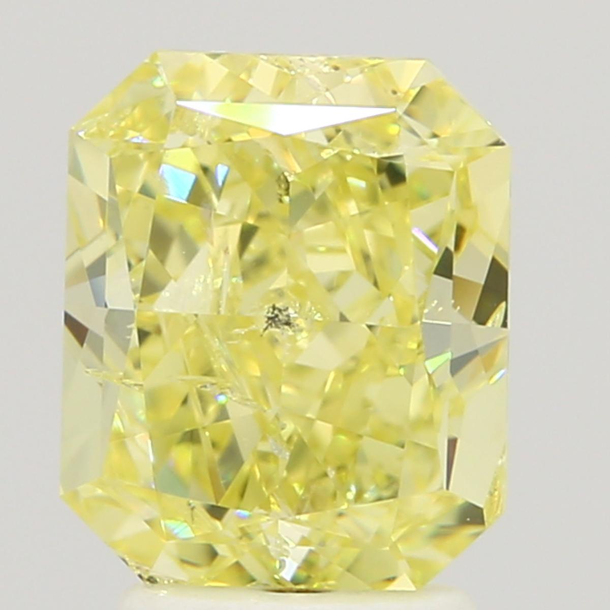 GIA 3.07 Fancy Yellow-I1 Radiant Diamond