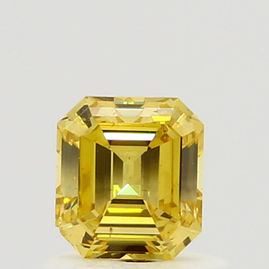 GIA 0.53 Fancy Intense Orangy Yellow-SI1 Emerald Diamond