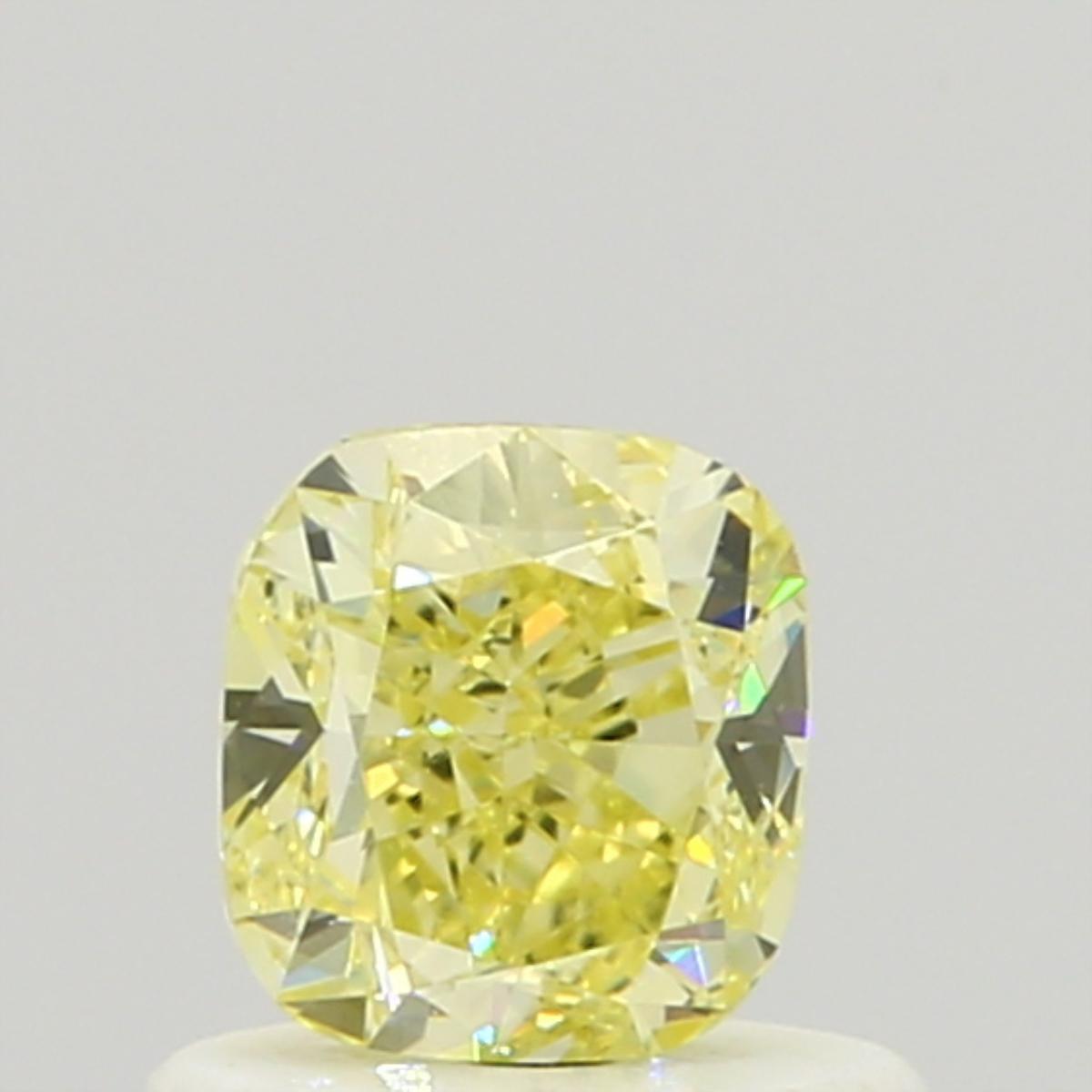 GIA 0.59 Fancy Yellow-VVS2 Cushion Diamond