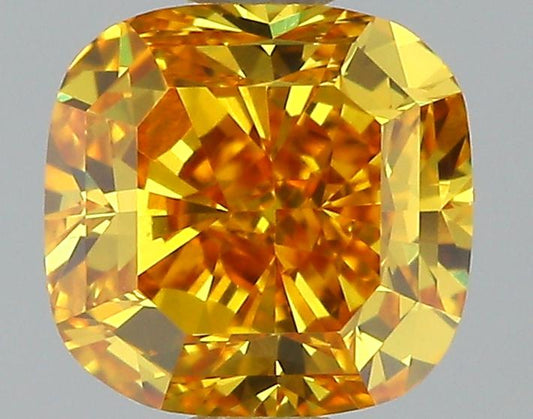 GIA 0.71 Fancy Vivid Orange Yellow-VS1 Cushion Diamond