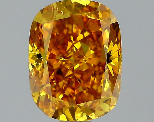 GIA 0.92 Fancy Deep Orange Yellow-SI2 Cushion Diamond