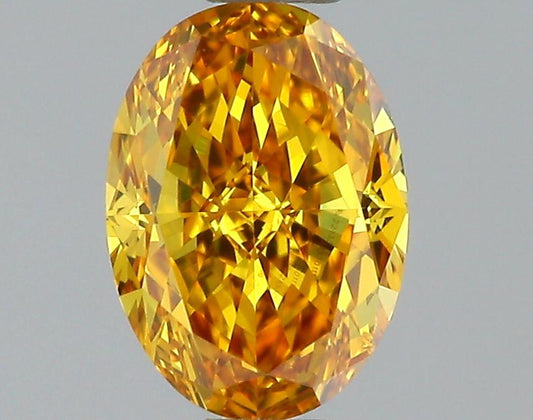 GIA 0.39 Fancy Vivid Yellow Orange-SI1 Oval Diamond