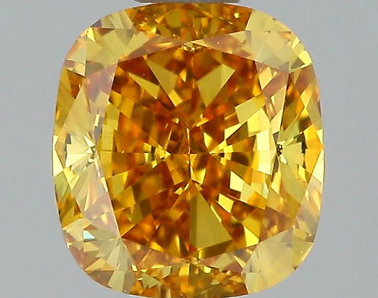 GIA 0.53 Fancy Intense Orange Yellow-VS1 Cushion Diamond