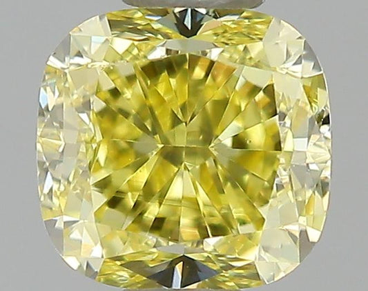 GIA 0.41 Fancy Intense Yellow-VS2 Cushion Diamond
