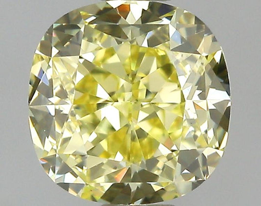 GIA 0.6 Fancy Yellow-VVS1 Cushion Diamond