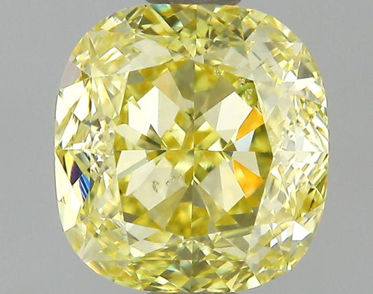 GIA 0.68 Fancy Yellow-SI1 Cushion Diamond