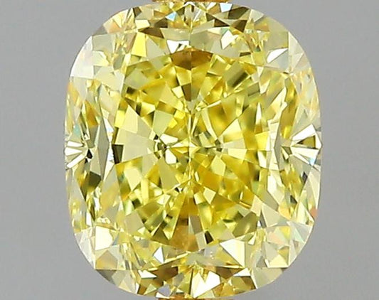 GIA 0.52 Fancy Intense Yellow-VVS2 Cushion Diamond