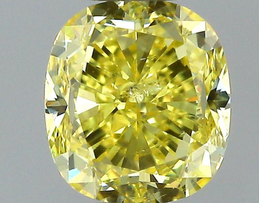 GIA 0.44 Fancy Intense Yellow-I1 Cushion Diamond