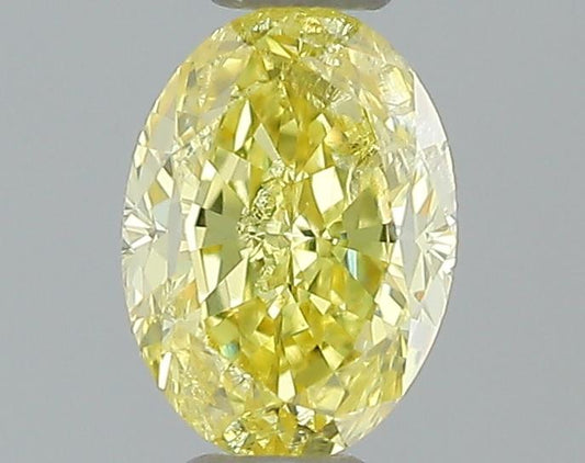 GIA 0.33 Fancy Intense Yellow-I2 Oval Diamond