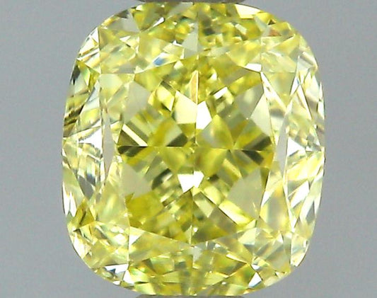 GIA 0.55 Fancy Yellow-VVS2 Cushion Diamond