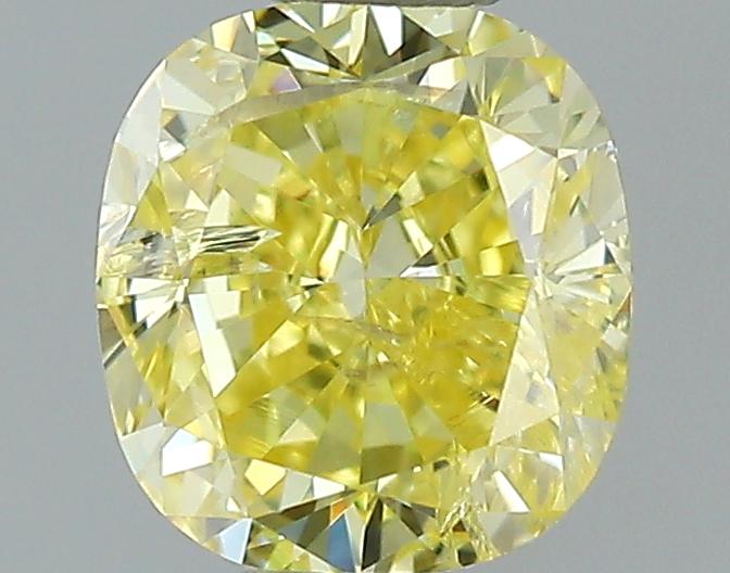 GIA 0.37 Fancy Intense Yellow-I2 Cushion Diamond