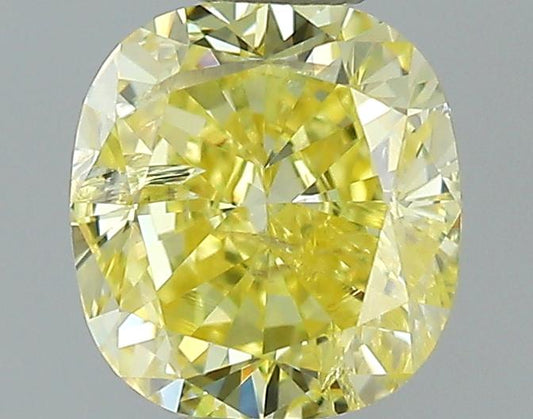 GIA 0.37 Fancy Intense Yellow-I2 Cushion Diamond