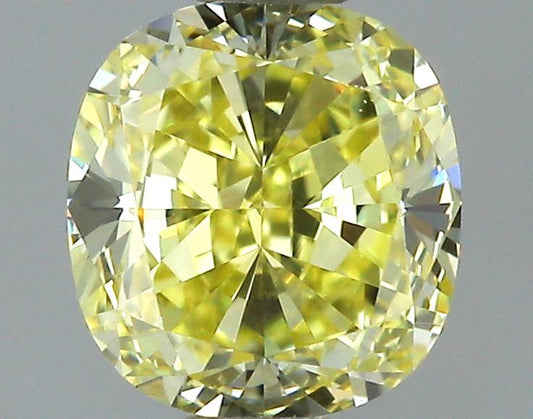 GIA 0.52 Fancy Yellow-VVS2 Cushion Diamond