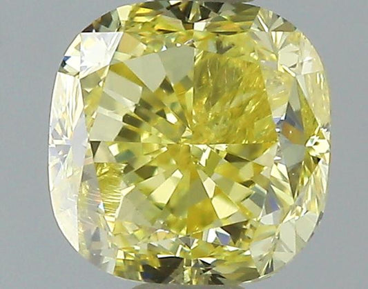 GIA 0.58 Fancy Intense Yellow-I2 Cushion Diamond