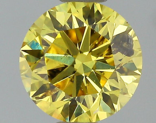 GIA 0.41 Fancy Vivid Yellow-I2 Round Diamond