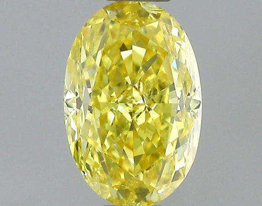 GIA 0.41 Fancy Intense Yellow-I1 Oval Diamond