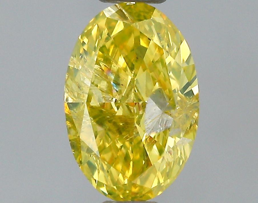 GIA 0.53 Fancy Intense Yellow-I3 Oval Diamond