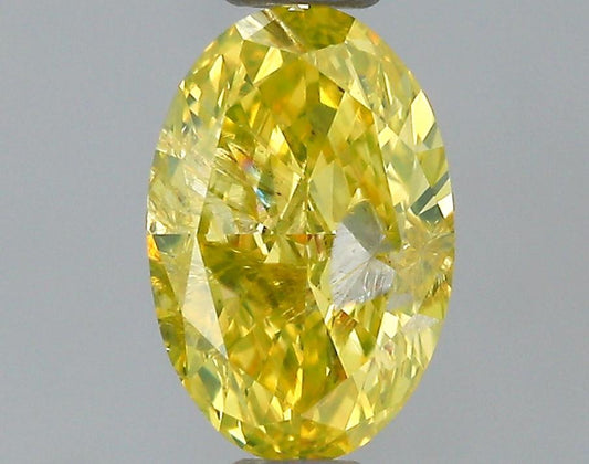 GIA 0.53 Fancy Intense Yellow-I3 Oval Diamond