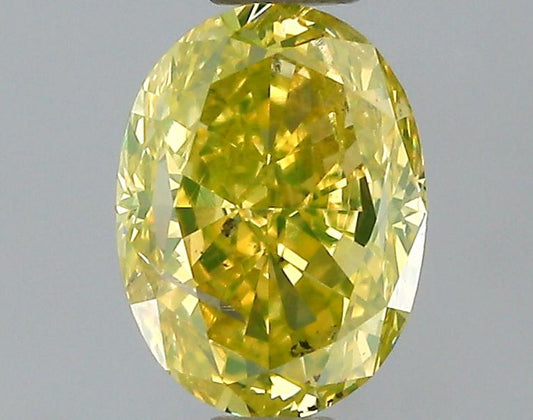 GIA 0.57 Fancy Intense Yellow-I2 Oval Diamond