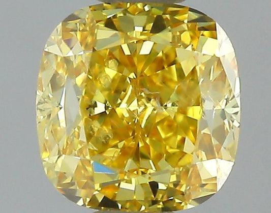 GIA 0.42 Fancy Intense Yellow-I1 Cushion Diamond