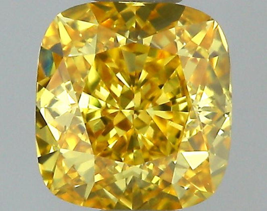 GIA 0.38 Fancy Vivid Orangy Yellow-VS1 Cushion Diamond