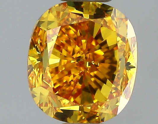 GIA 0.62 Fancy Vivid Yellow Orange-SI1 Cushion Diamond