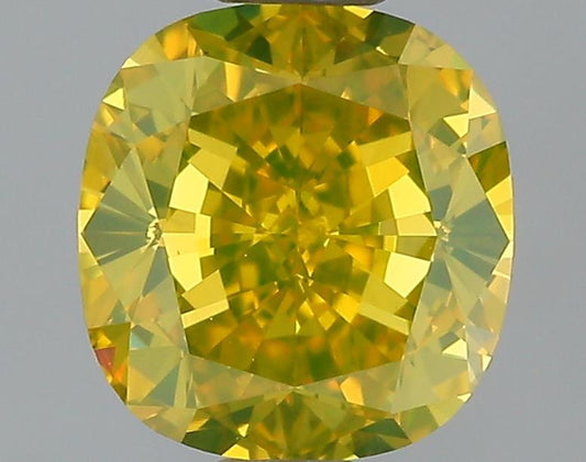 GIA 0.78 Fancy Intense Yellow-VVS2 Cushion Diamond