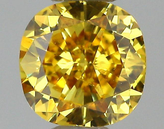 GIA 0.32 Fancy Vivid Orangy Yellow-SI1 Cushion Diamond