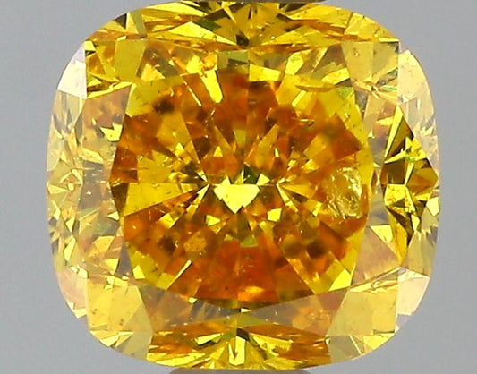 GIA 0.6 Fancy Vivid Orange Yellow-I1 Cushion Diamond