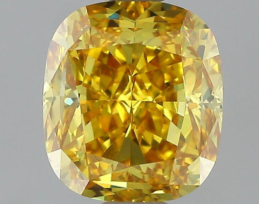 GIA 0.81 Fancy Deep Orangy Yellow-VS2 Cushion Diamond