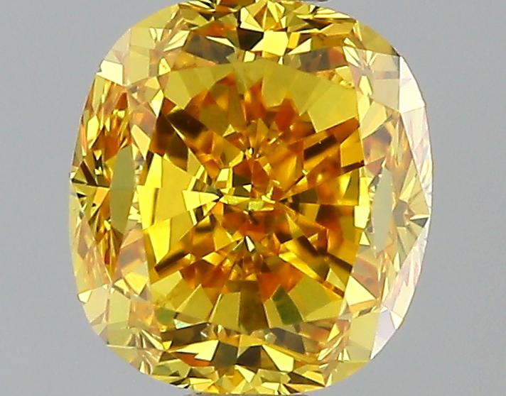 GIA 0.76 Fancy Vivid Orange Yellow-SI1 Cushion Diamond