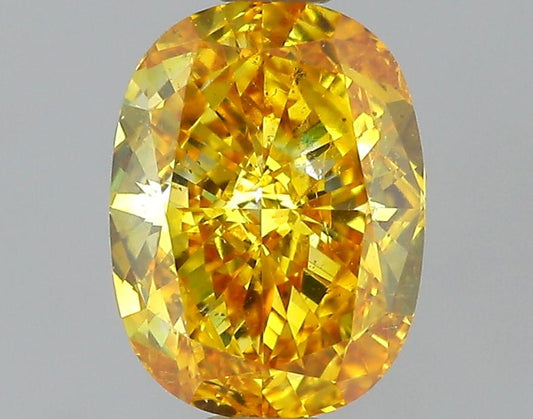 GIA 0.84 Fancy Vivid Orange Yellow-SI2 Cushion Diamond