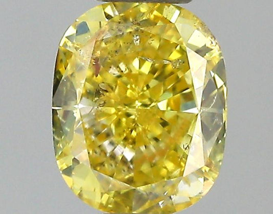GIA 0.32 Fancy Intense Yellow-I2 Cushion Diamond
